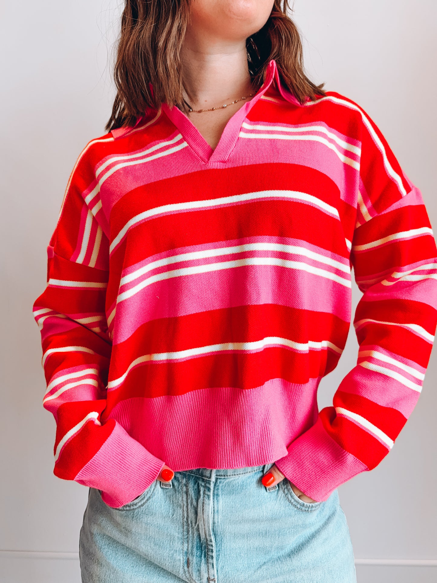 Pink Stripes Sweater