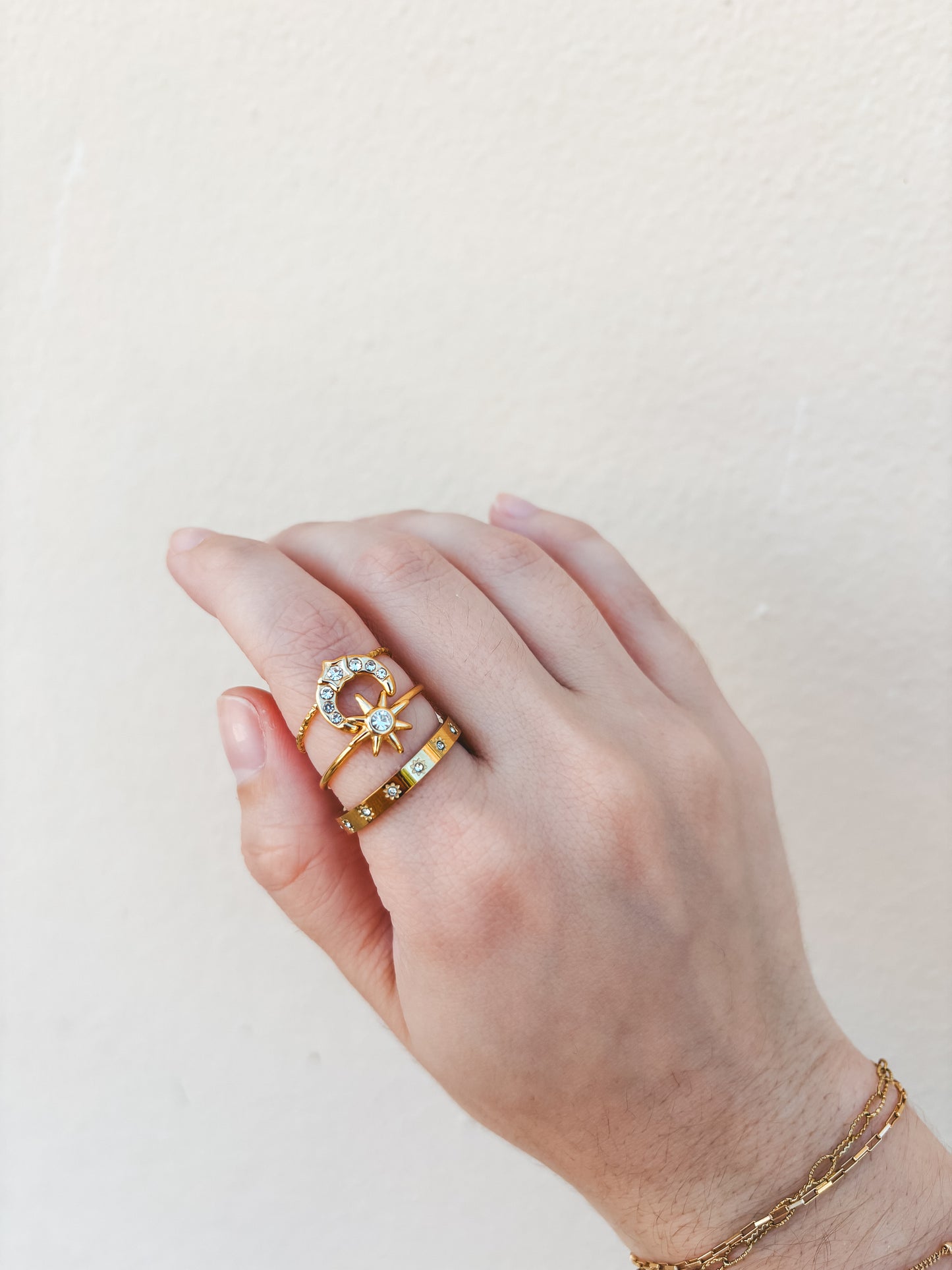 Star & Moon Ring Set