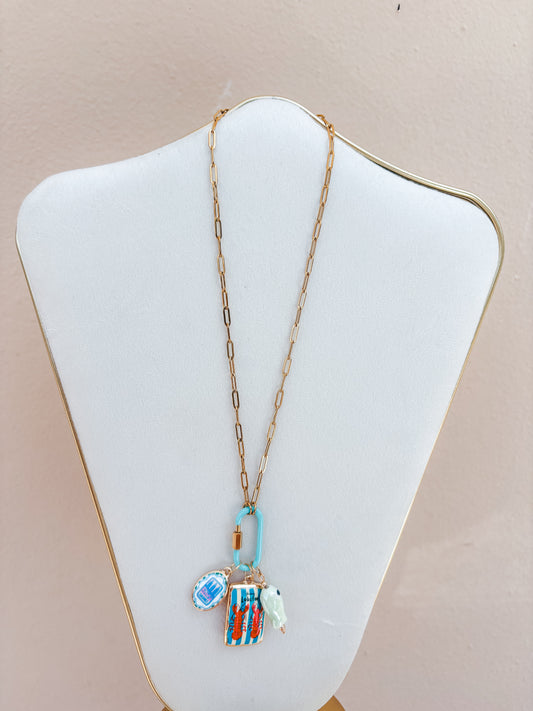 Blue Lobster Charm Necklace