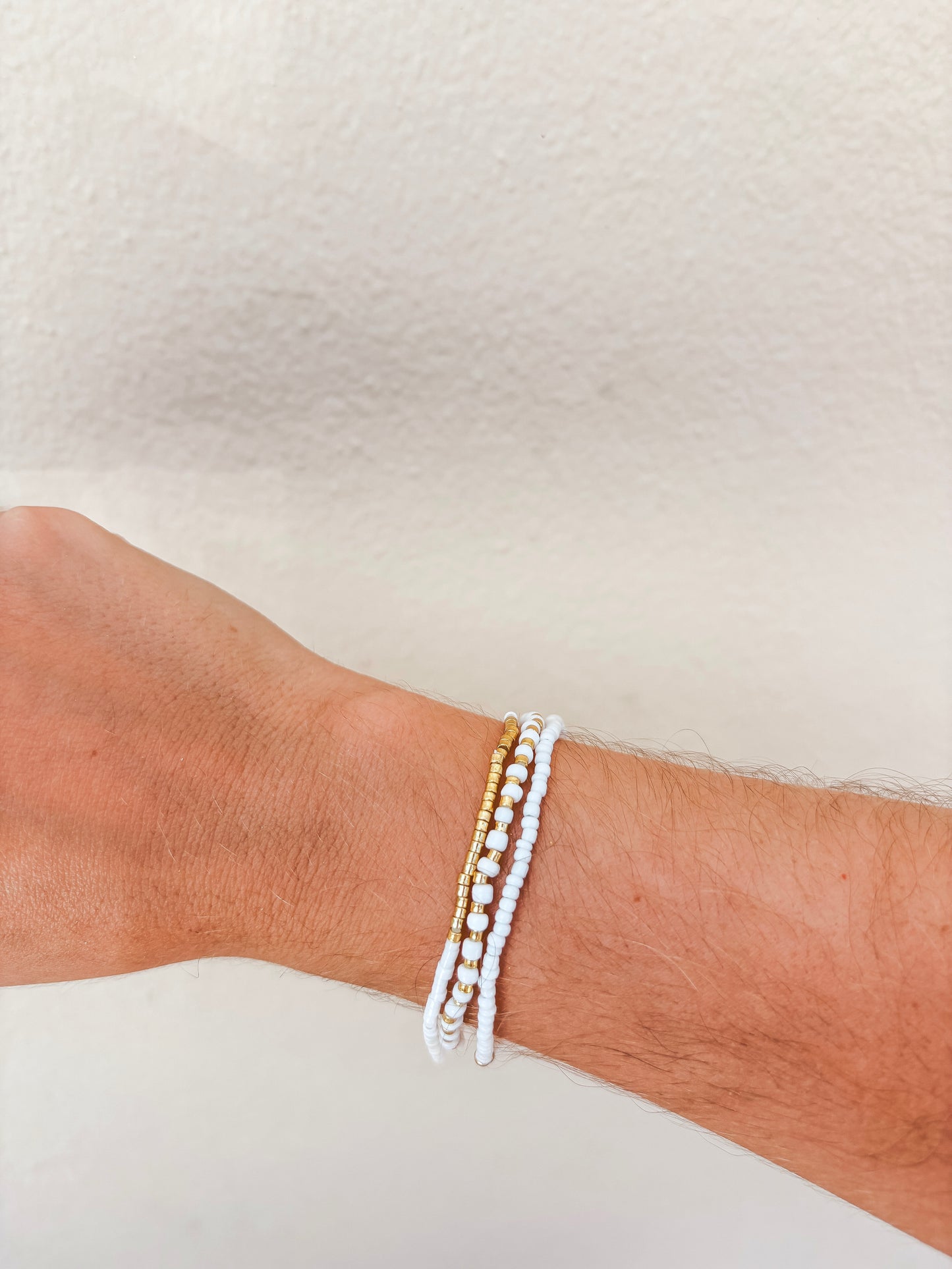 White Beige Bracelet Set