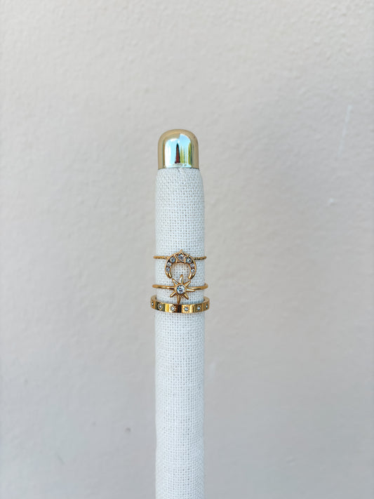 Star & Moon Ring Set