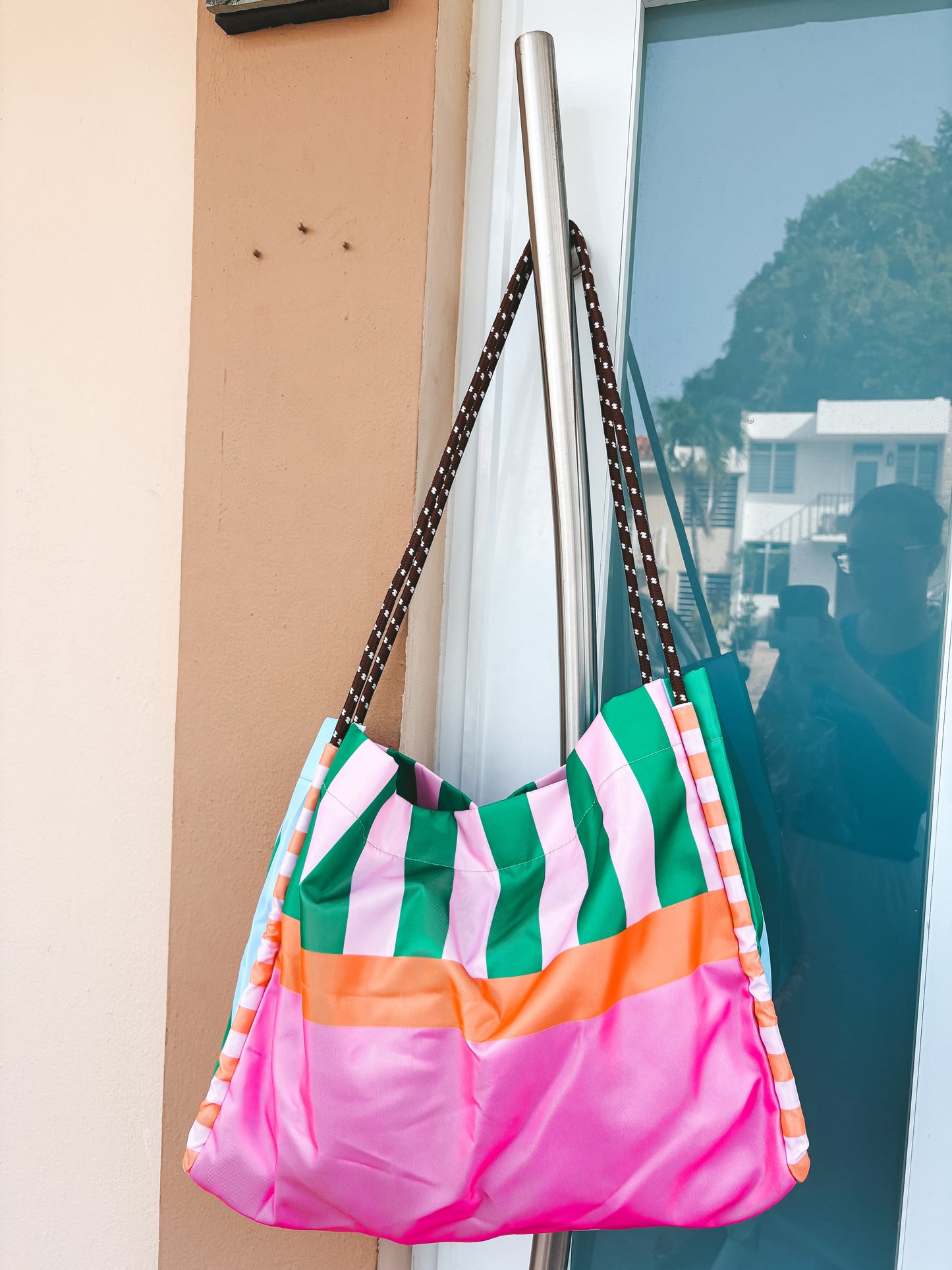 Green & Pink Beach Bag